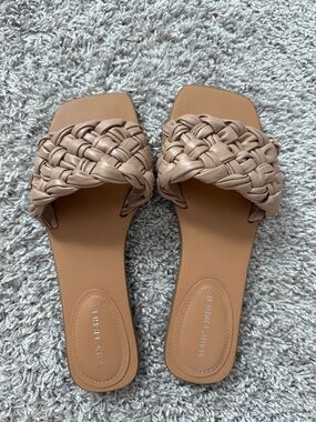 Marc Fisher Braided Slide Sandals in Taupe